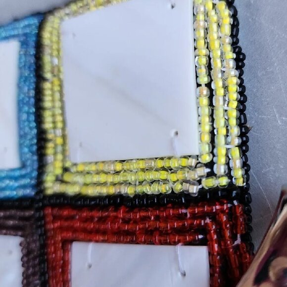 Mad BD Genuine Square Mother-of-Pearl Beaded Coin Bag/Wristlet/Cell Phone Case - Picture 10 of 10